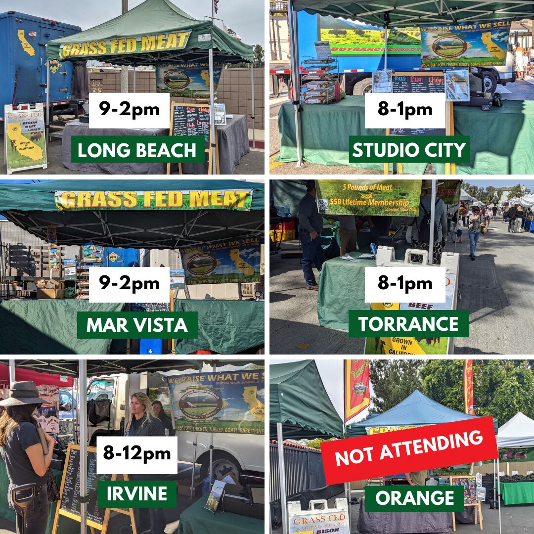 SoCal farmers market locations for grass fed meat